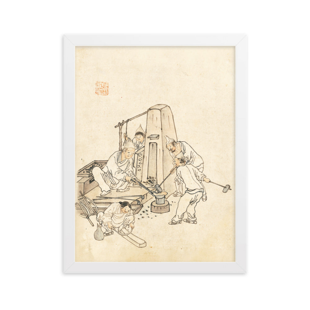 Schmiede, Kim Hong-do - Poster im Rahmen Weiß / 30×40 cm artlia