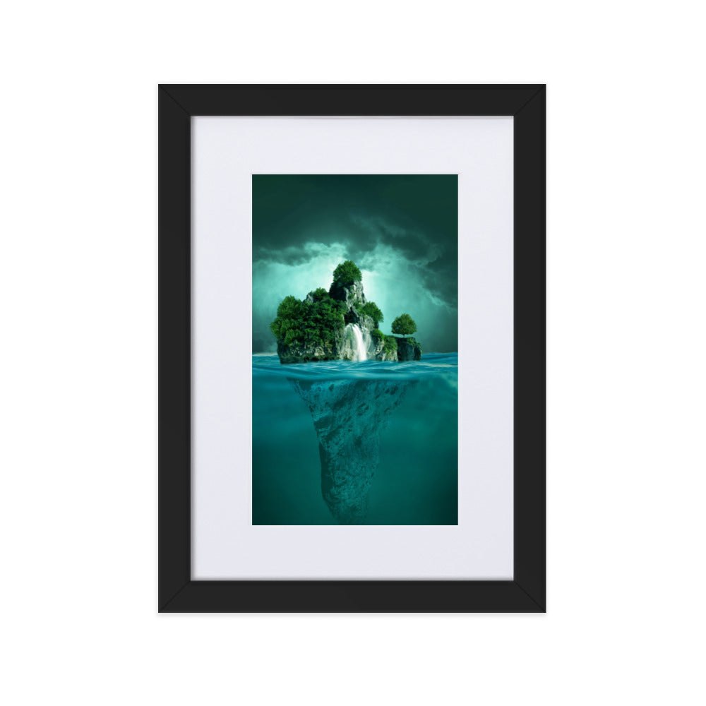 schwimmende Insel - Poster im Rahmen mit Passepartout Schwarz / 21×30 cm artlia