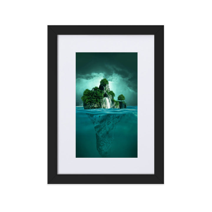 schwimmende Insel - Poster im Rahmen mit Passepartout Schwarz / 21×30 cm artlia