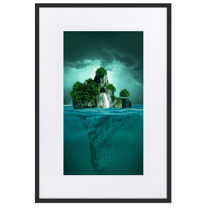 schwimmende Insel - Poster im Rahmen mit Passepartout Schwarz / 61×91 cm artlia
