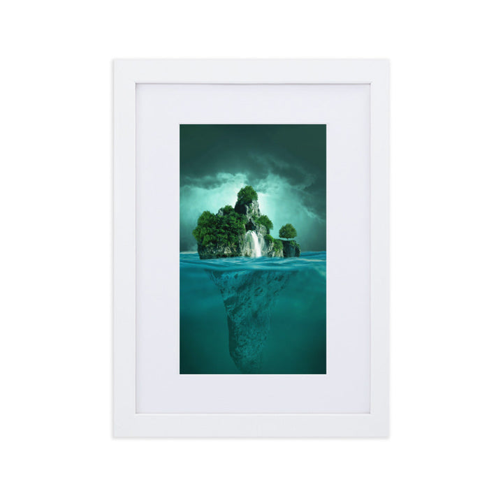 schwimmende Insel - Poster im Rahmen mit Passepartout Weiß / 21×30 cm artlia