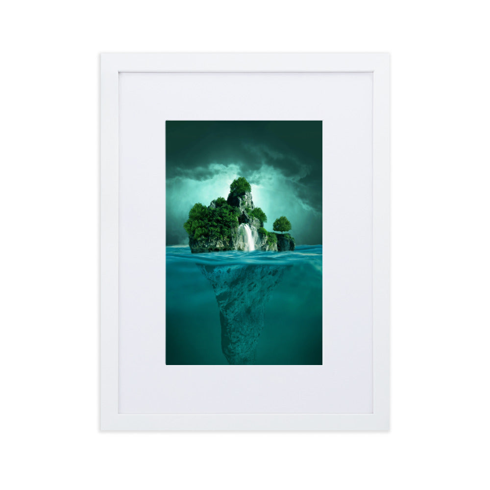 schwimmende Insel - Poster im Rahmen mit Passepartout Weiß / 30×40 cm artlia