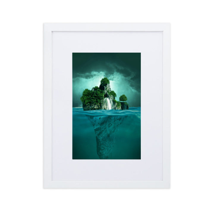 schwimmende Insel - Poster im Rahmen mit Passepartout Weiß / 30×40 cm artlia
