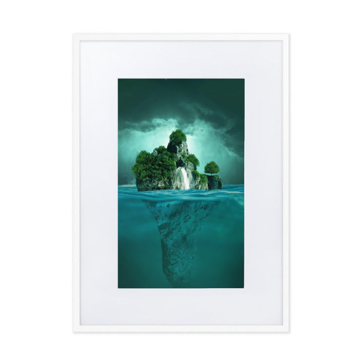 schwimmende Insel - Poster im Rahmen mit Passepartout Weiß / 50×70 cm artlia