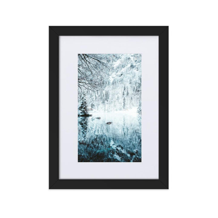 Snow Landscape 4 - Poster im Rahmen mit Passepartout Schwarz / 21×30 cm artlia