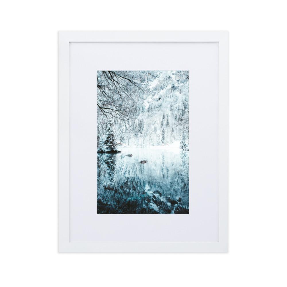 Snow Landscape 4 - Poster im Rahmen mit Passepartout Weiß / 30×40 cm artlia