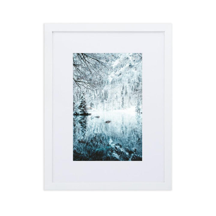 Snow Landscape 4 - Poster im Rahmen mit Passepartout Weiß / 30×40 cm artlia