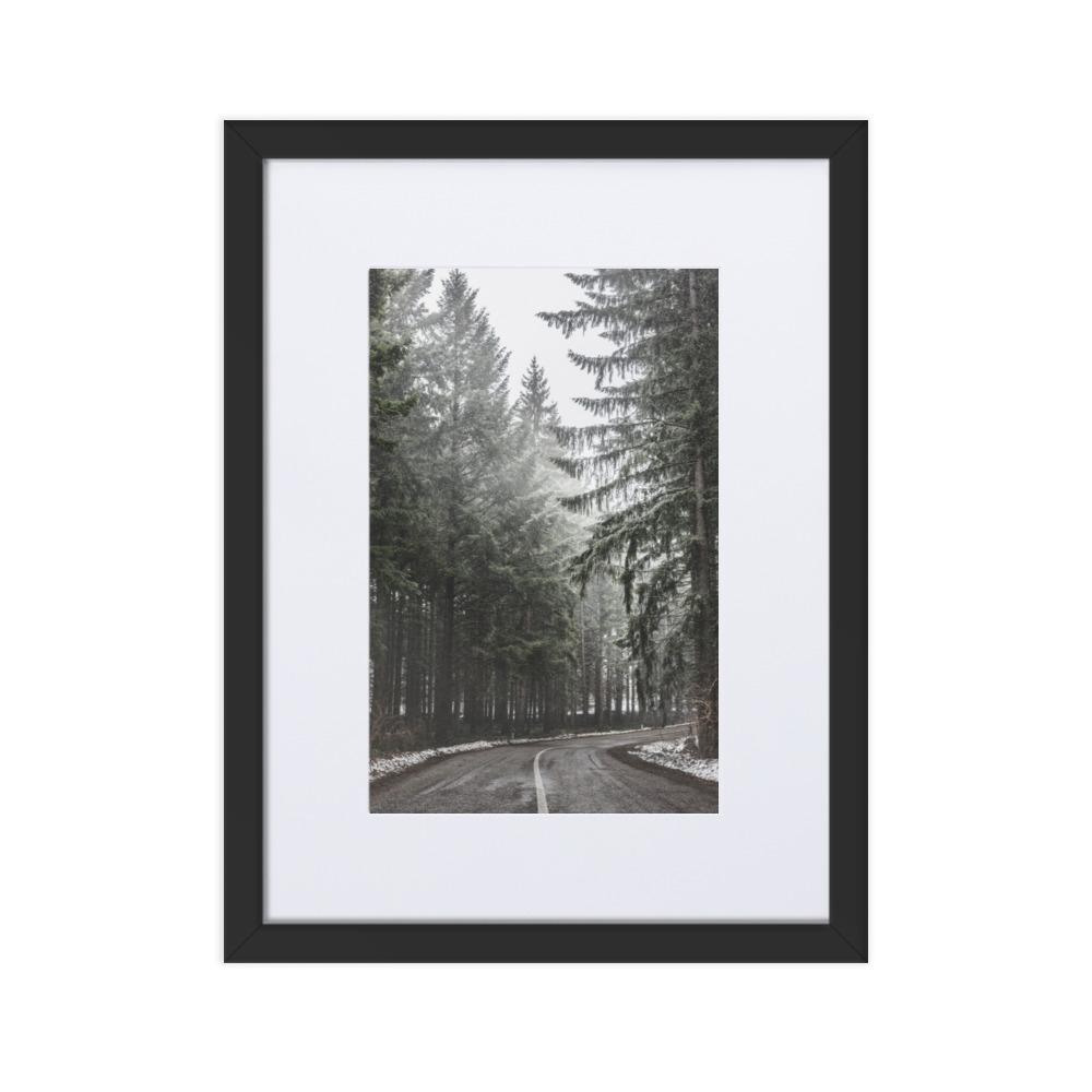 Snow Landscape 6 - Poster im Rahmen mit Passepartout Schwarz / 30×40 cm artlia