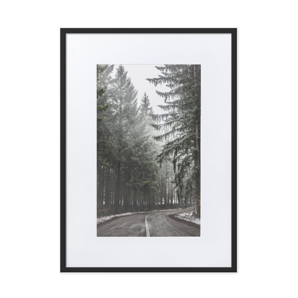 Snow Landscape 6 - Poster im Rahmen mit Passepartout Schwarz / 50×70 cm artlia