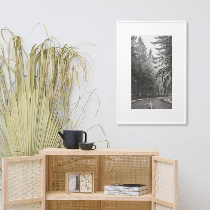 Snow Landscape 6 - Poster im Rahmen mit Passepartout artlia