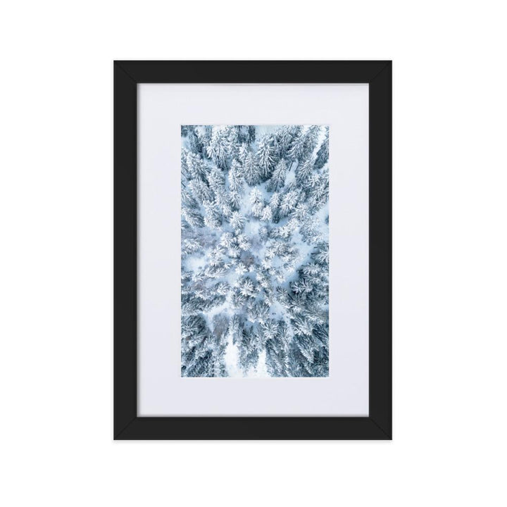 Snow Landscape 7 - Poster im Rahmen mit Passepartout Schwarz / 21×30 cm artlia