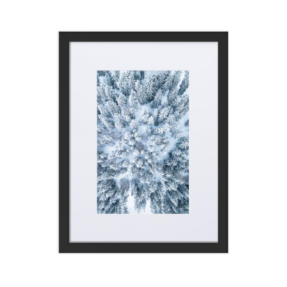 Snow Landscape 7 - Poster im Rahmen mit Passepartout Schwarz / 30×40 cm artlia