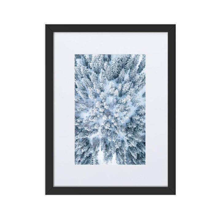 Snow Landscape 7 - Poster im Rahmen mit Passepartout Schwarz / 30×40 cm artlia