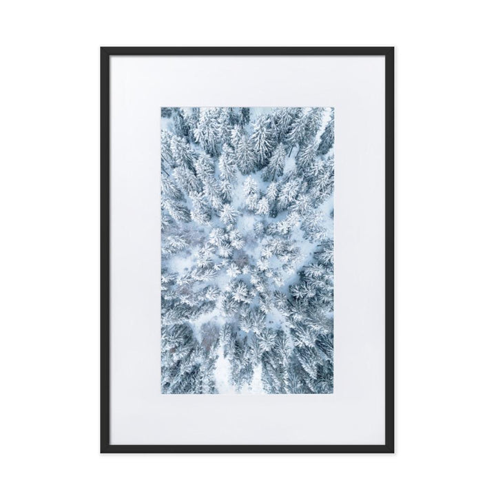 Snow Landscape 7 - Poster im Rahmen mit Passepartout Schwarz / 50×70 cm artlia