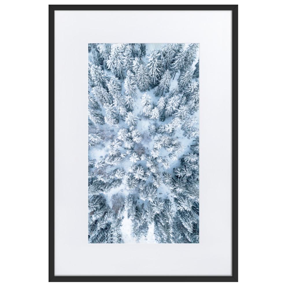 Snow Landscape 7 - Poster im Rahmen mit Passepartout Schwarz / 61×91 cm artlia