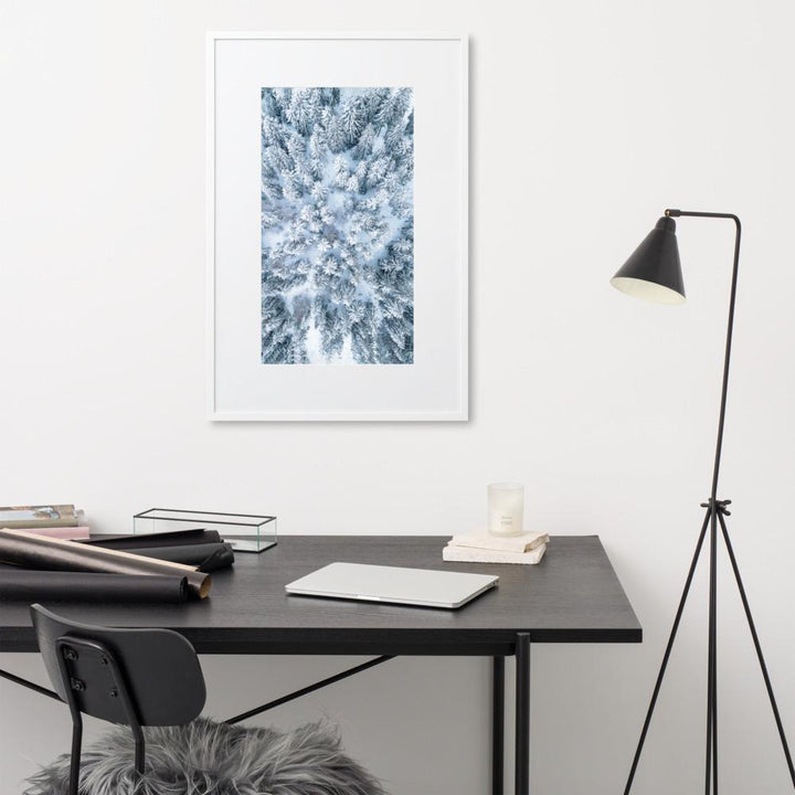 Snow Landscape 7 - Poster im Rahmen mit Passepartout artlia