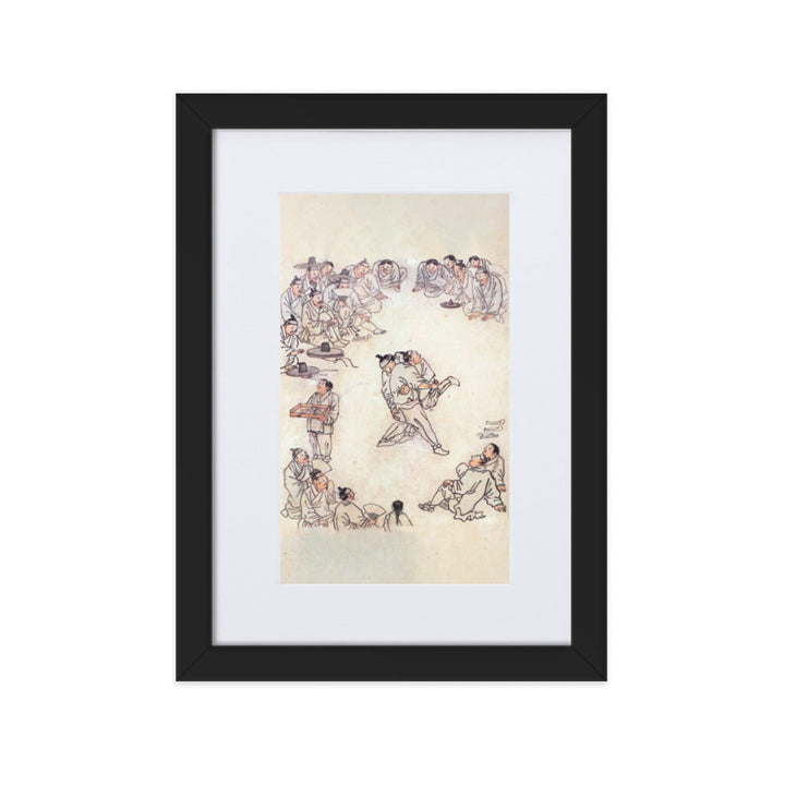 Ssireum-do, Kim Hong-do - Poster im Rahmen mit Passepartout Schwarz / 21×30 cm artlia