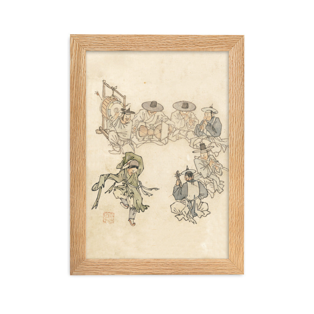 tanzendes Kind, Mudong, Kim Hong-do - Poster im Rahmen Oak / 21×30 cm artlia