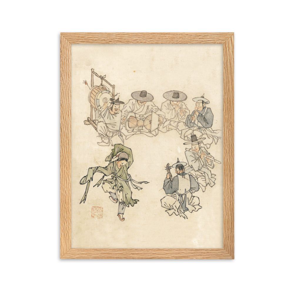 tanzendes Kind, Mudong, Kim Hong-do - Poster im Rahmen Oak / 30×40 cm artlia