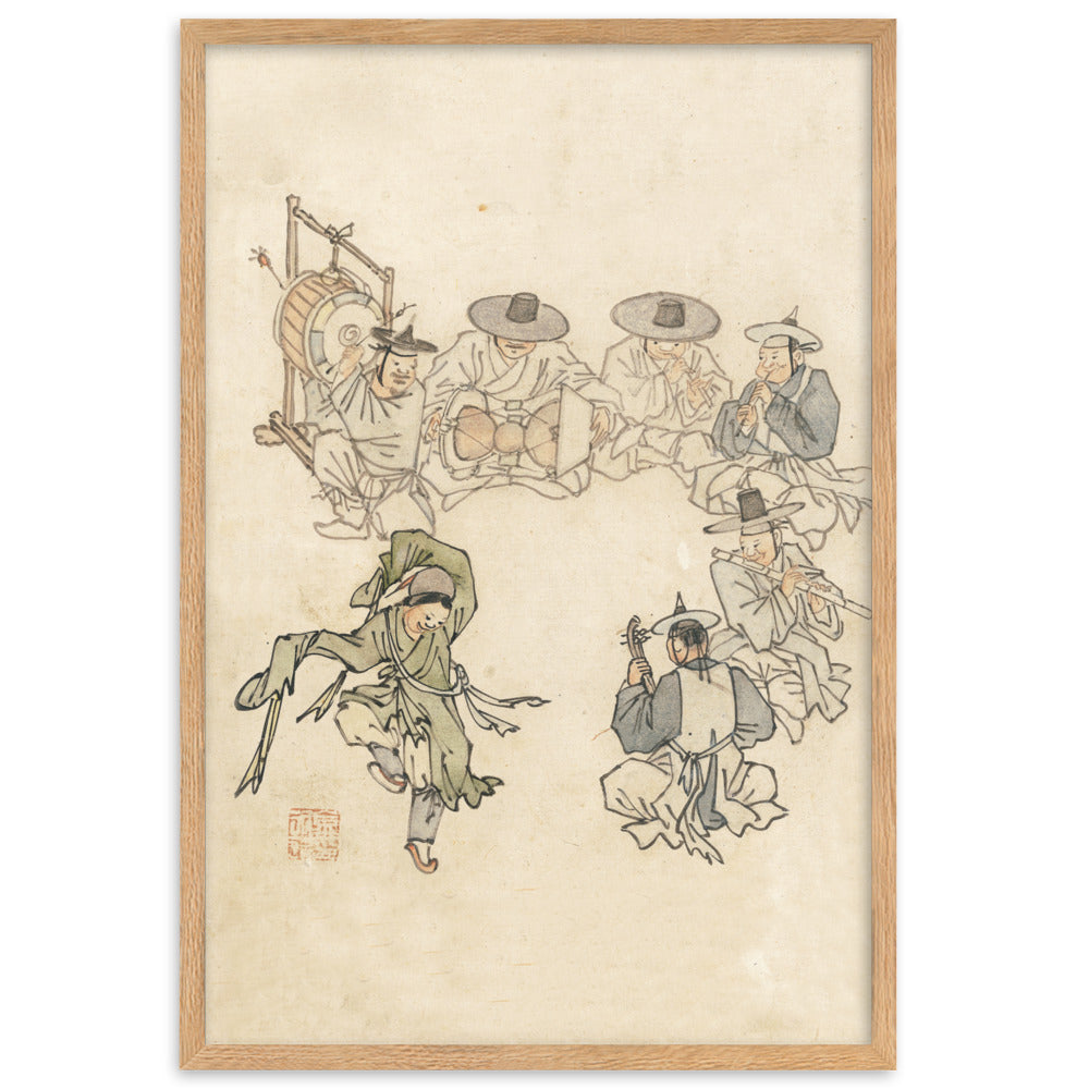 tanzendes Kind, Mudong, Kim Hong-do - Poster im Rahmen Oak / 61×91 cm artlia