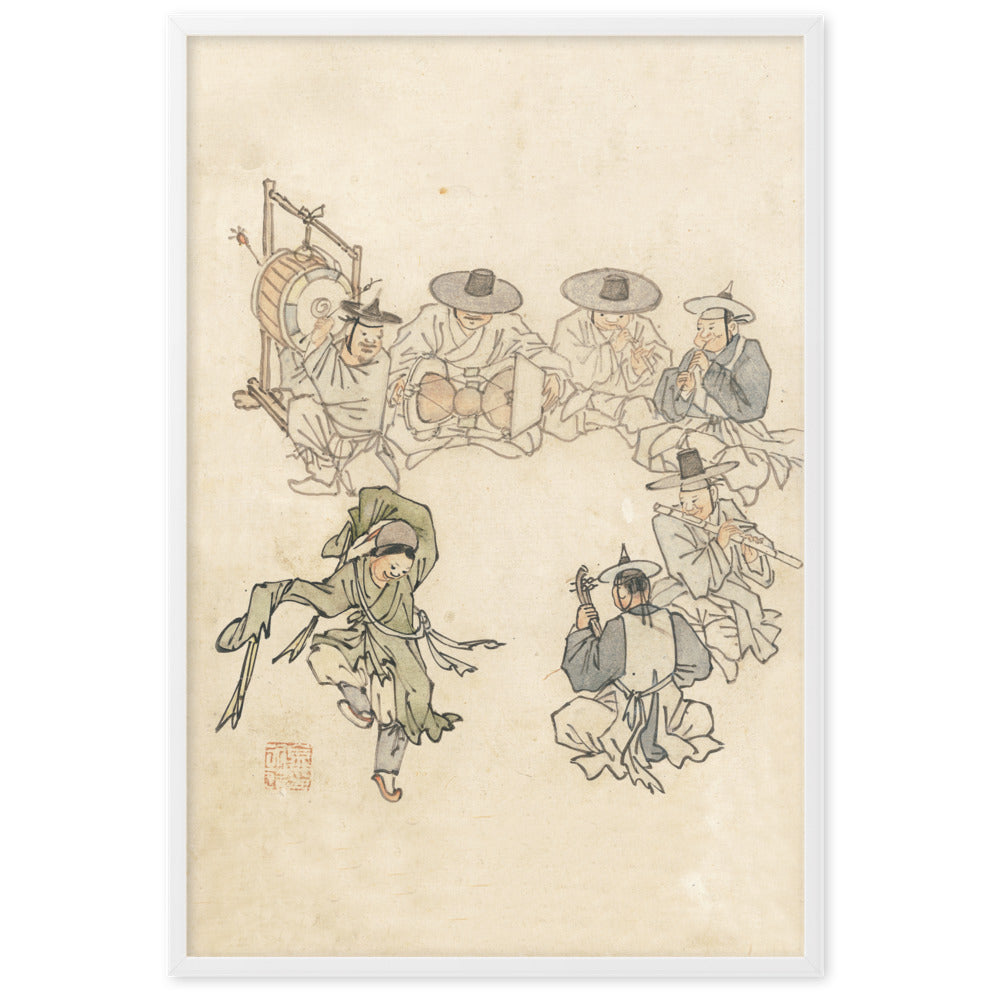 tanzendes Kind, Mudong, Kim Hong-do - Poster im Rahmen Weiß / 61×91 cm artlia