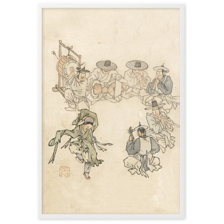 tanzendes Kind, Mudong, Kim Hong-do - Poster im Rahmen Weiß / 61×91 cm artlia