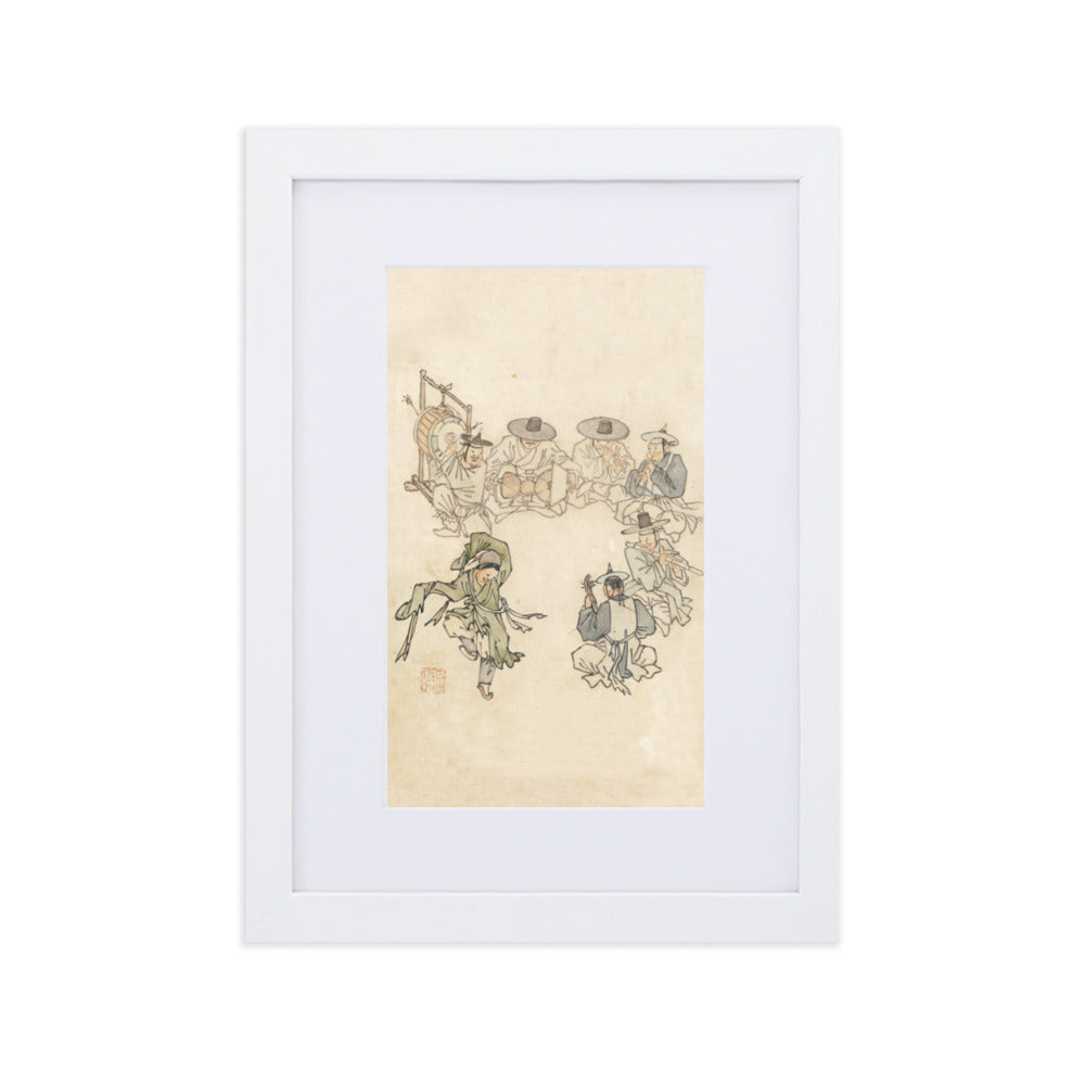 tanzendes Kind, Mudong, Kim Hong-do - Poster im Rahmen mit Passepartout Weiß / 21×30 cm artlia