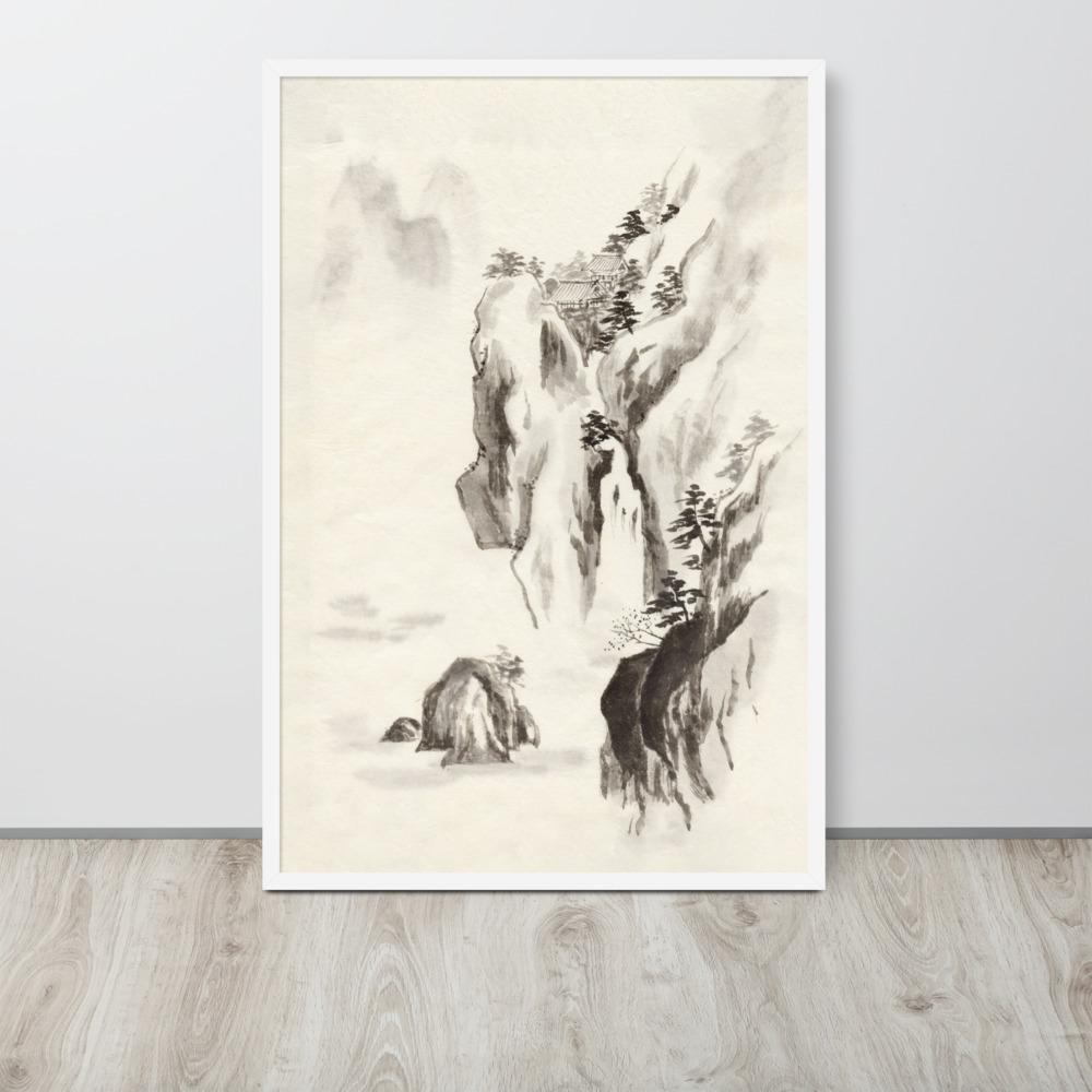 Tempel im Felsen - Poster im Rahmen artlia