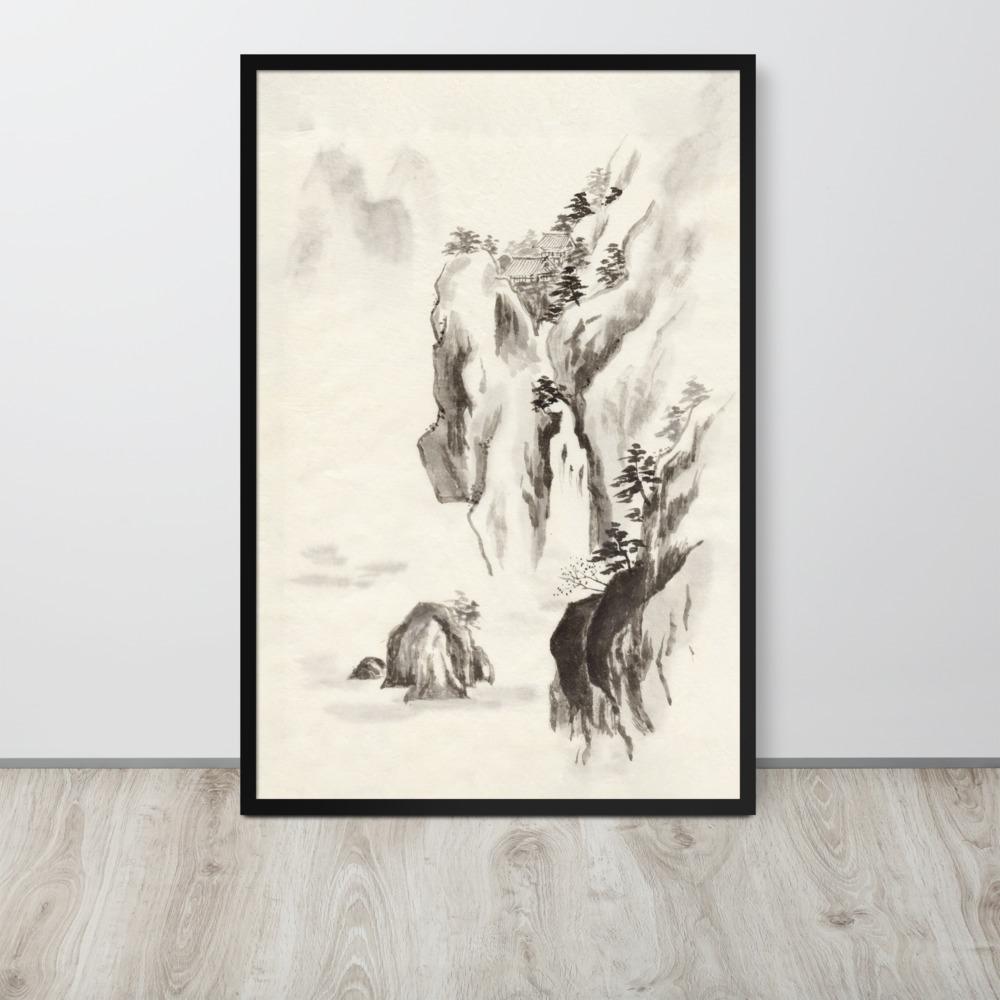 Tempel im Felsen - Poster im Rahmen artlia