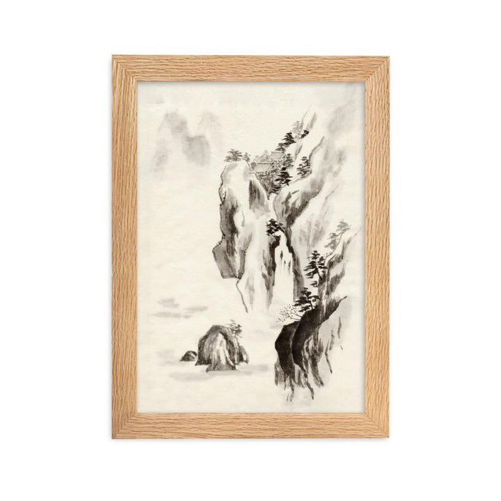 Tempel im Felsen - Poster im Rahmen Oak / 21×30 cm artlia