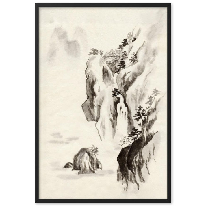 Tempel im Felsen - Poster im Rahmen Schwarz / 61×91 cm artlia