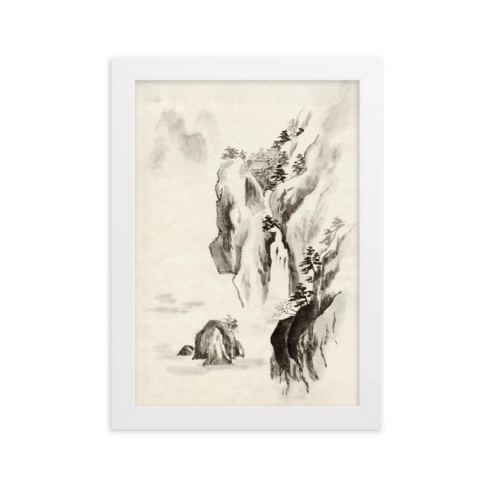 Tempel im Felsen - Poster im Rahmen Weiß / 21×30 cm artlia