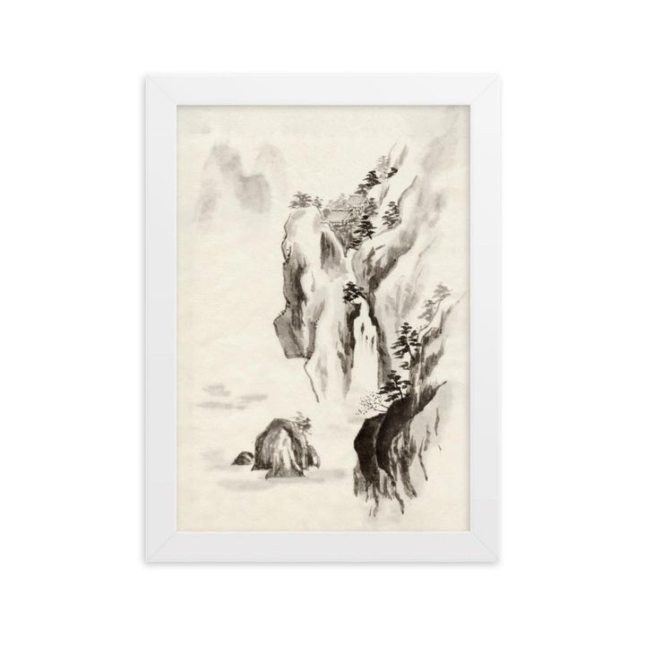 Tempel im Felsen - Poster im Rahmen Weiß / 21×30 cm artlia