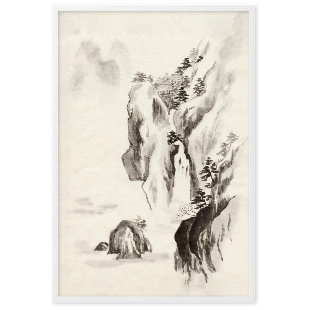 Tempel im Felsen - Poster im Rahmen Weiß / 61×91 cm artlia