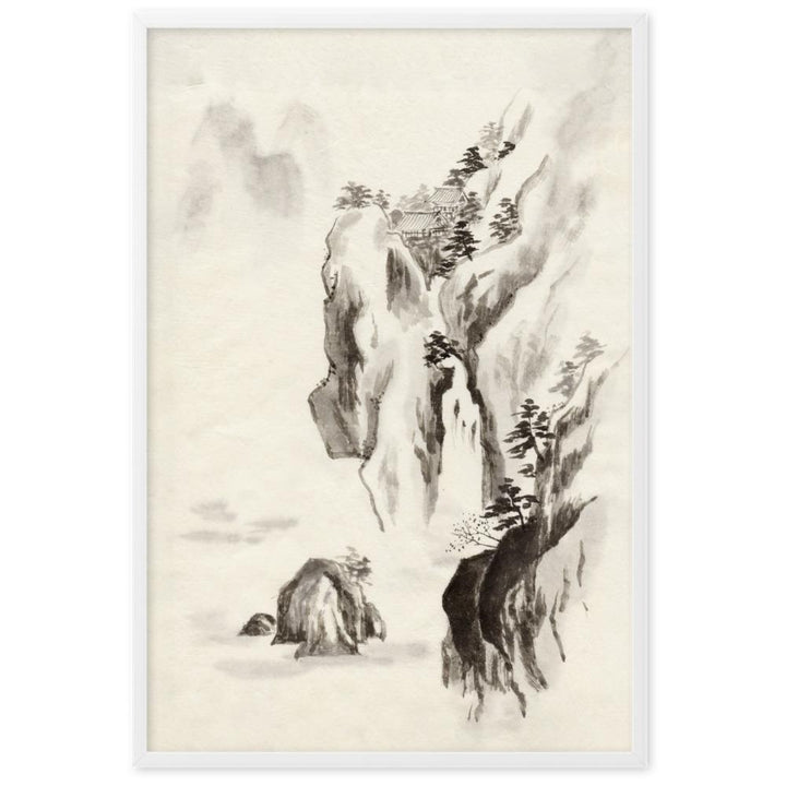 Tempel im Felsen - Poster im Rahmen Weiß / 61×91 cm artlia