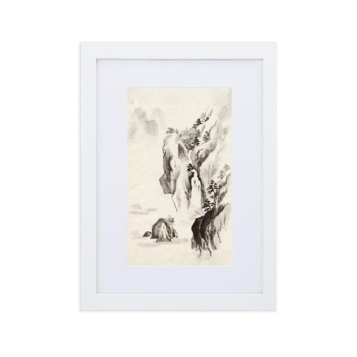 Tempel im Felsen - Poster im Rahmen mit Passepartout Weiß / 21×30 cm artlia