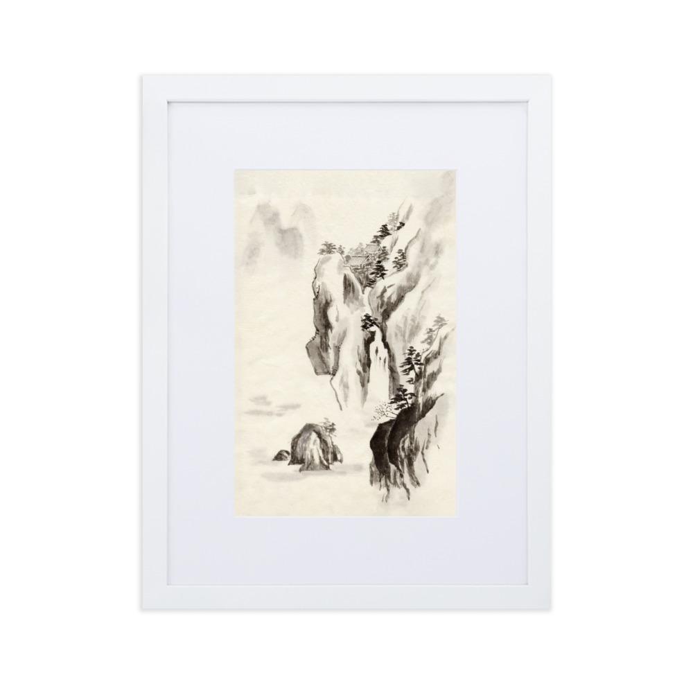 Tempel im Felsen - Poster im Rahmen mit Passepartout Weiß / 30×40 cm artlia