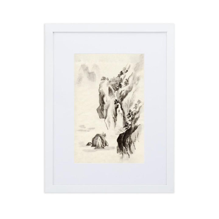 Tempel im Felsen - Poster im Rahmen mit Passepartout Weiß / 30×40 cm artlia