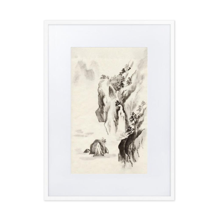 Tempel im Felsen - Poster im Rahmen mit Passepartout Weiß / 50×70 cm artlia