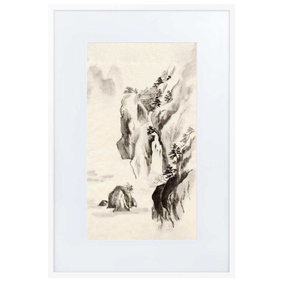 Tempel im Felsen - Poster im Rahmen mit Passepartout Weiß / 61×91 cm artlia