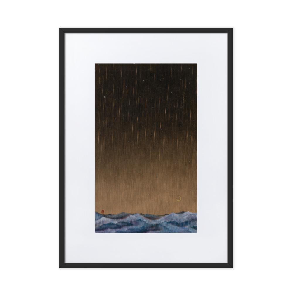 Walk the Night of Light 01 - Poster im Rahmen mit Passepartout Schwarz / 50×70 cm artlia