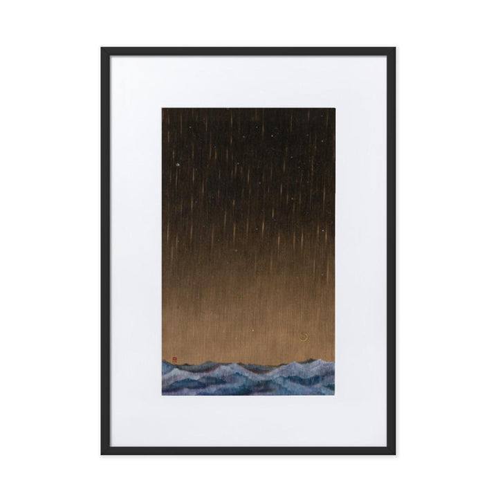 Walk the Night of Light 01 - Poster im Rahmen mit Passepartout Schwarz / 50×70 cm artlia