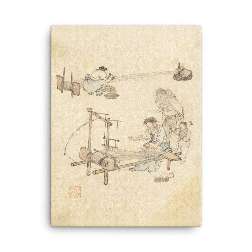 Weberei, Kim Hong-do - Leinwand 30x41 cm artlia