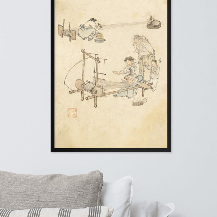 Weberei, Kim Hong-do - Poster im Rahmen artlia
