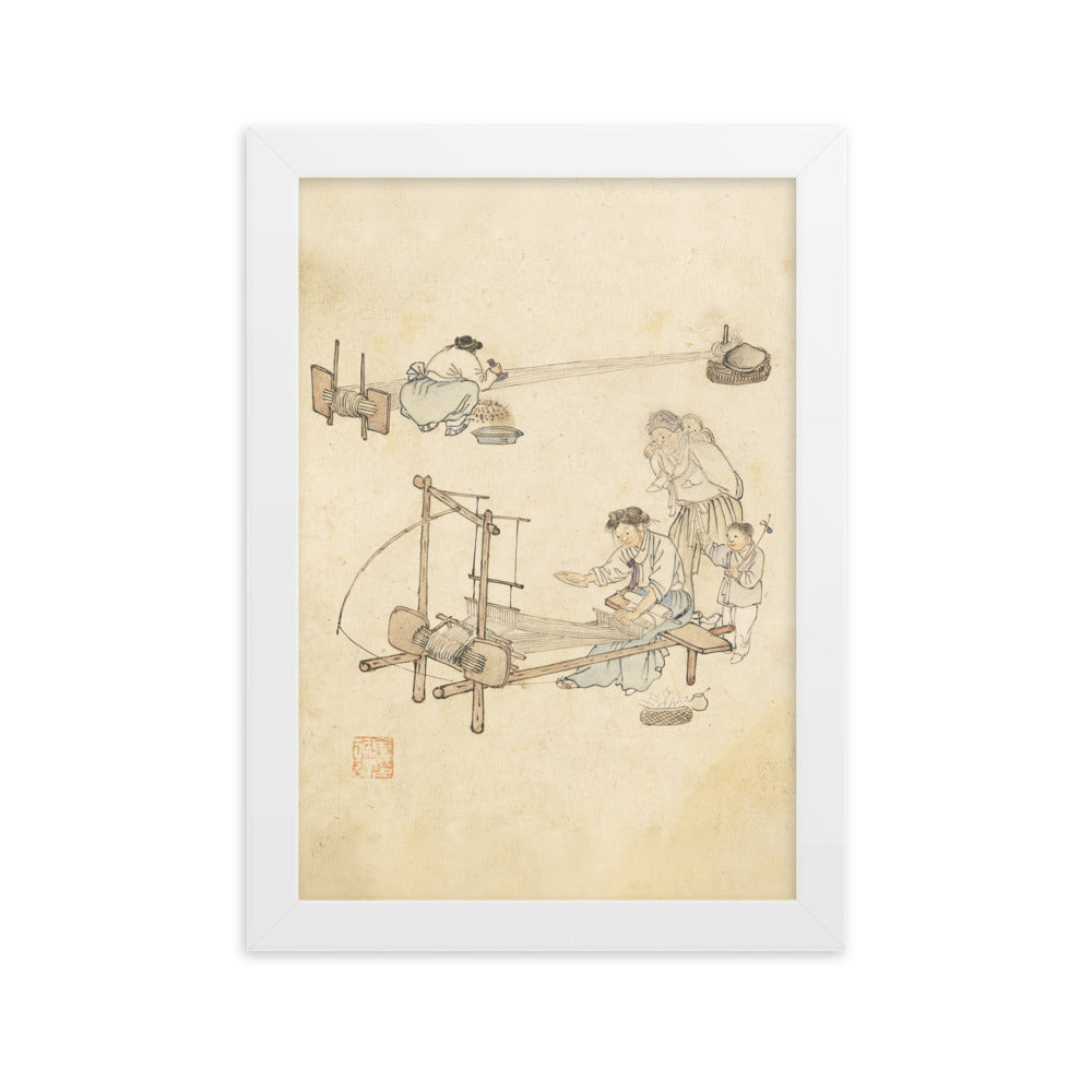 Weberei, Kim Hong-do - Poster im Rahmen Weiß / 21×30 cm artlia
