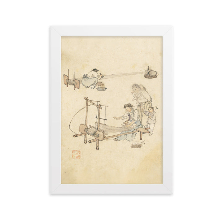 Weberei, Kim Hong-do - Poster im Rahmen Weiß / 21×30 cm artlia