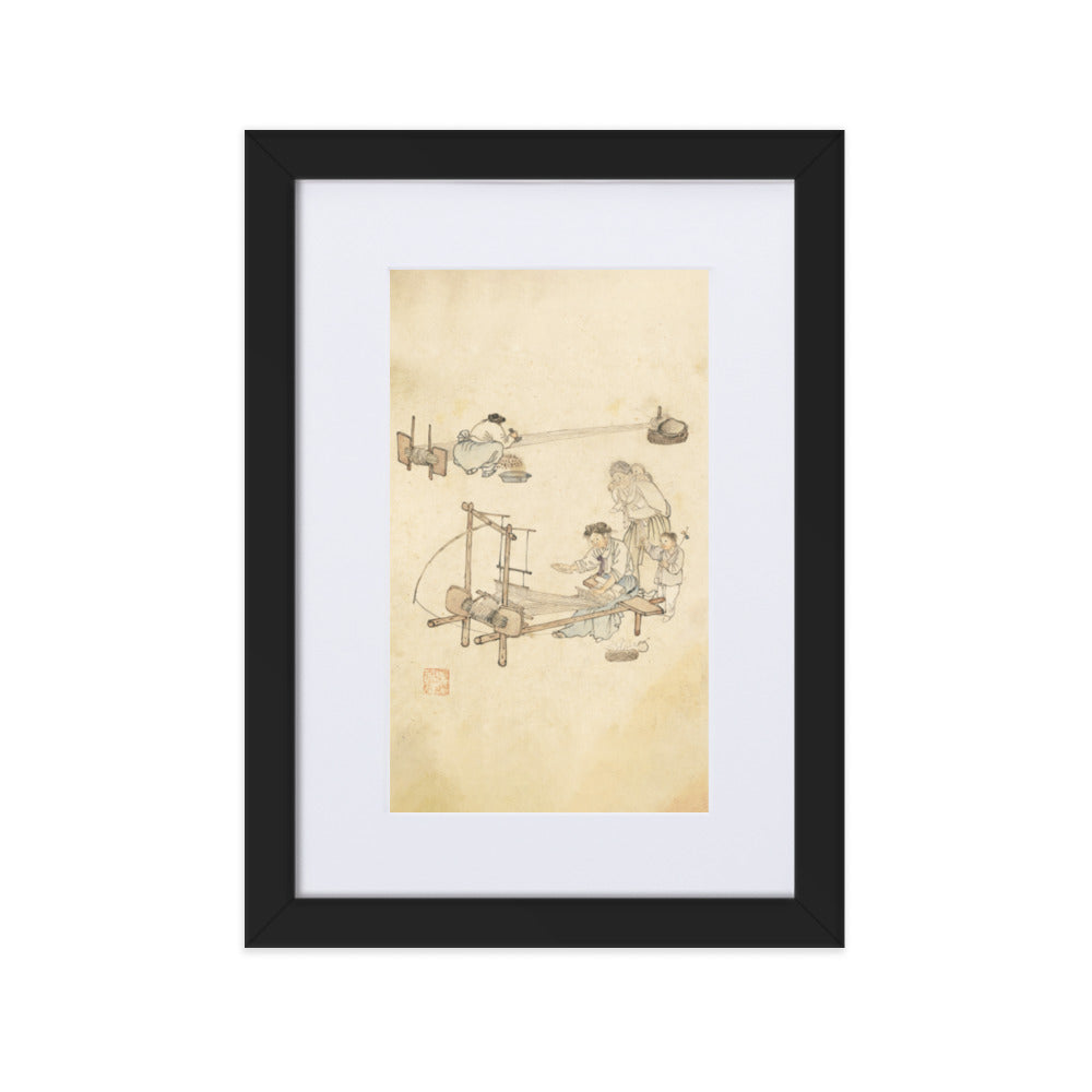 Weberei, Kim Hong-do - Poster im Rahmen mit Passepartout Schwarz / 21×30 cm artlia