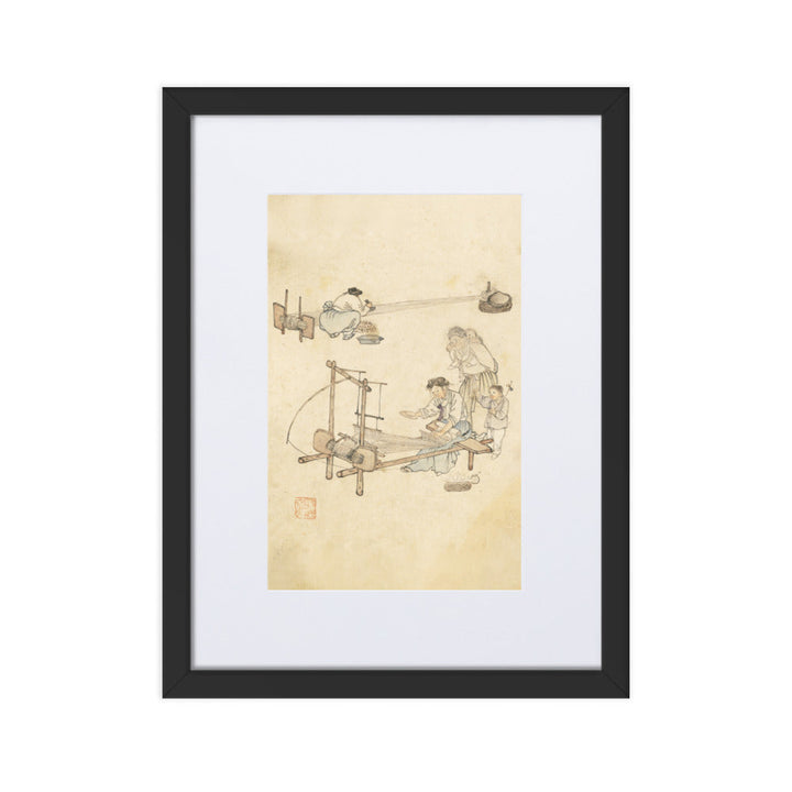 Weberei, Kim Hong-do - Poster im Rahmen mit Passepartout Schwarz / 30×40 cm artlia