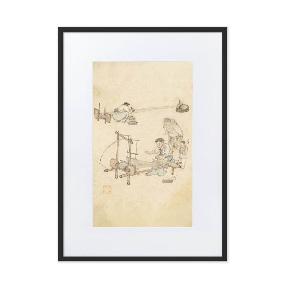 Weberei, Kim Hong-do - Poster im Rahmen mit Passepartout Schwarz / 50×70 cm artlia