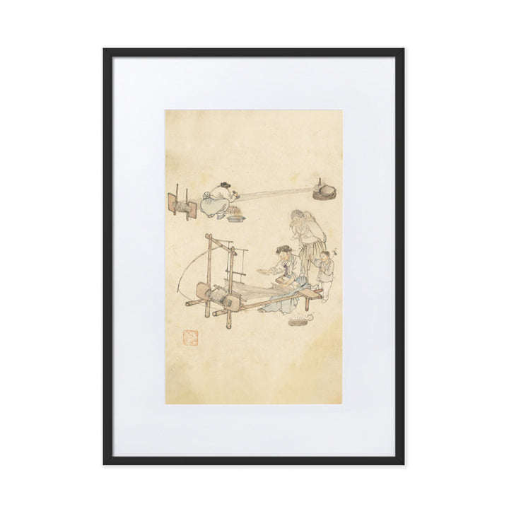 Weberei, Kim Hong-do - Poster im Rahmen mit Passepartout Schwarz / 50×70 cm artlia